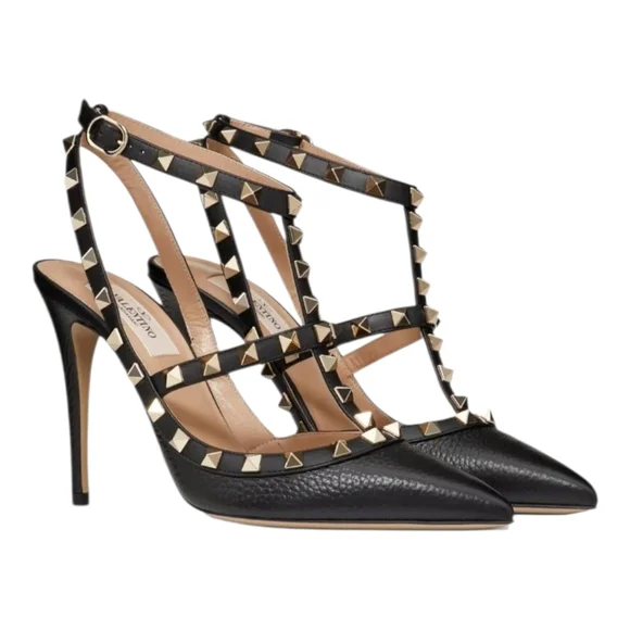 Valentino Shoes Valentino Black Heels With Gold Studs Poshmark